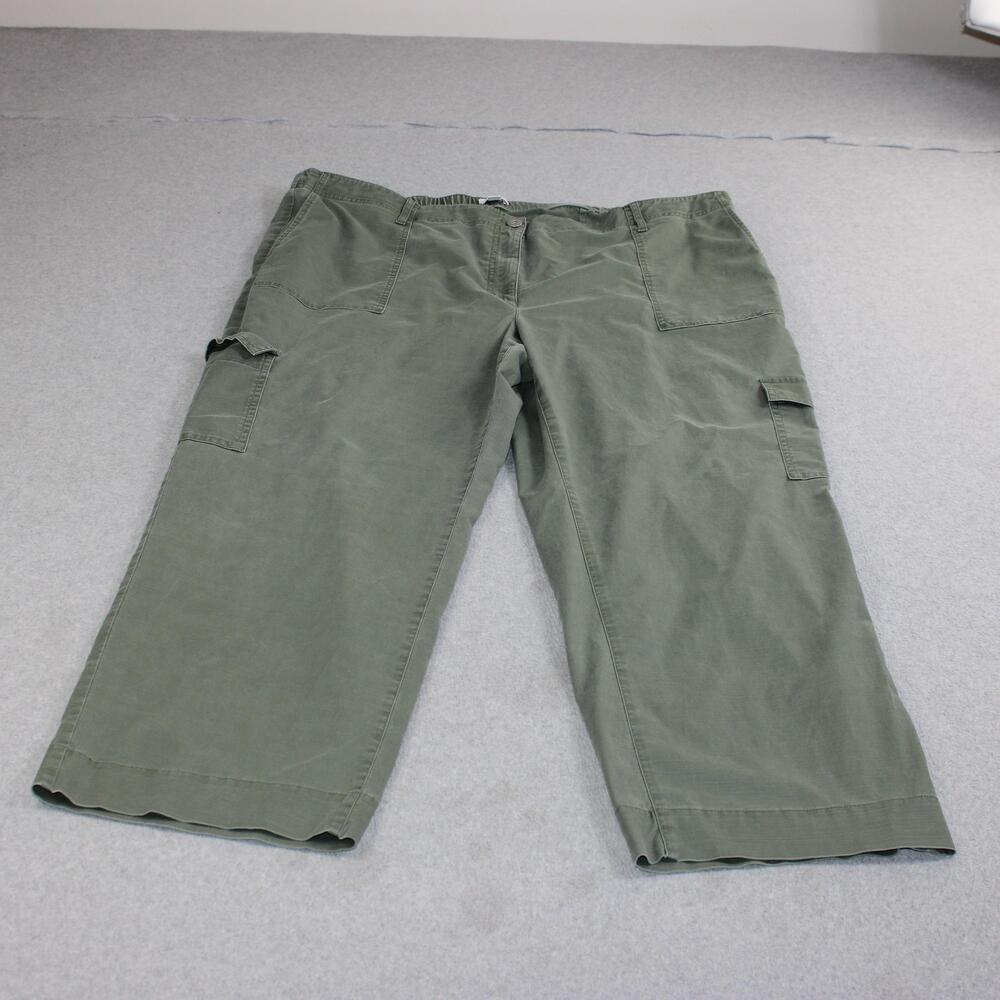 J Jill Pants Women 26 Green Cargo Wide Leg Crop Elastic Waist Stretch Boho Comfy